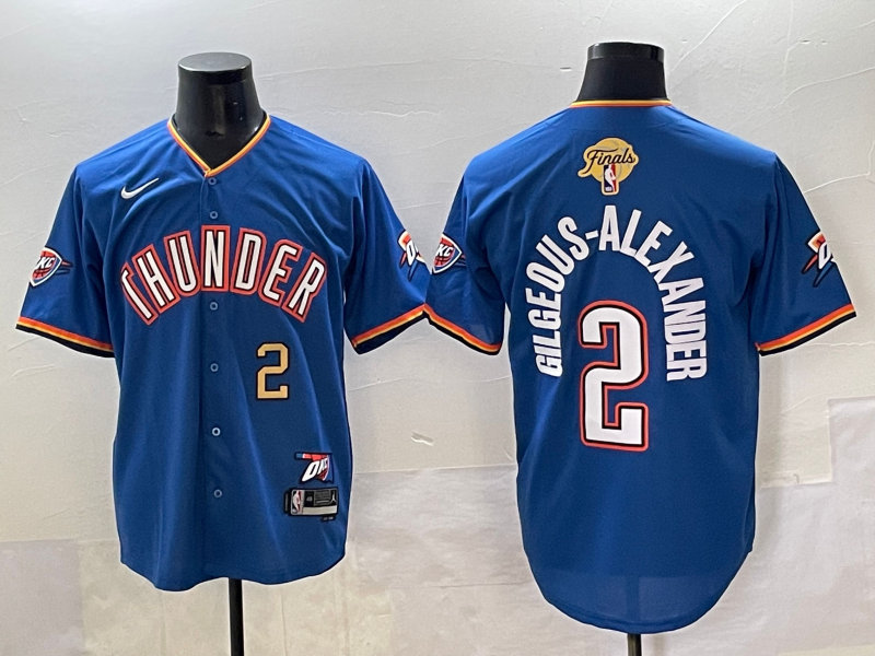 Men 2025 Oklahoma City Thunder #2 Gilgeous Alexander Blue Nike Joint Name NBA Jersey style 5